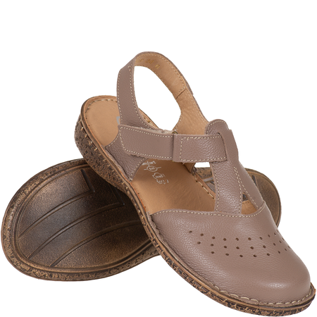 Sandały skórzane Syrena SH 128 khaki | Wygoda i styl