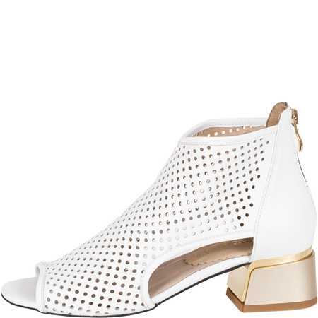 Białe sandały damskie na obcasie Syrena SLA 1070 skórzane