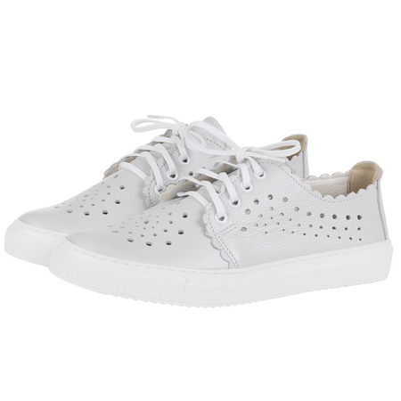 Półbuty ażurowe damskie skóra naturalna Syrena SE 0502 perła