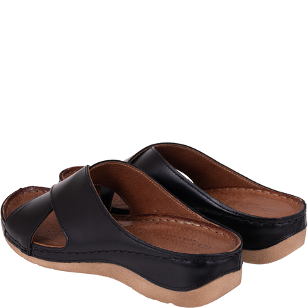 Klapki damskie skórzane marki Syrena SST 869 czarne