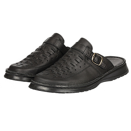 Klapki męskie skórzane czarne Syrena SST SST 056/107