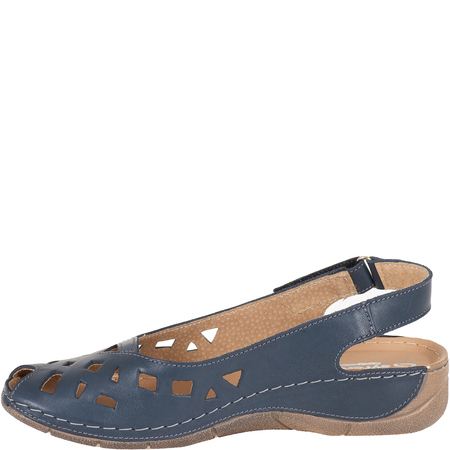 Skórzane sandały damskie ażurowe Syrena SH 4027 granatowe