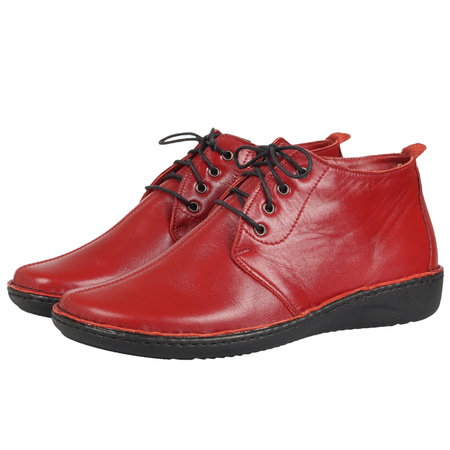 Trzewiki damskie skórzane marki Syrena K-230 czerwone