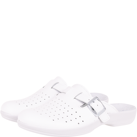 Białe klapki damskie Inblu AE00001 sanitarne - skórzana wkładka