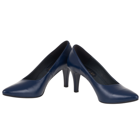Czółenka na obcasie granatowe skórzane marki Syrena SWB 180