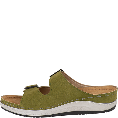 Modne zielone klapki Inblu PF000006 z klamrami