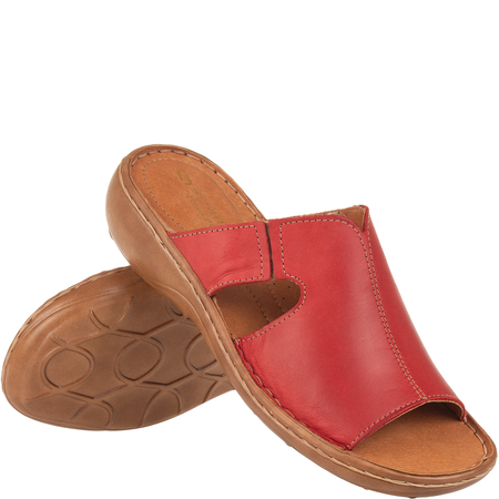 Skórzane klapki damskie marki Syrena SST 663 czerwone