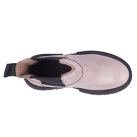 Botki damskie na grubej podeszwie skóra naturalna Syrena SBB 1291 cappuccino