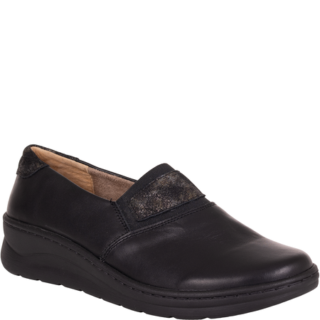 Czarne półbuty damskie skórzane Helios 455 komfort