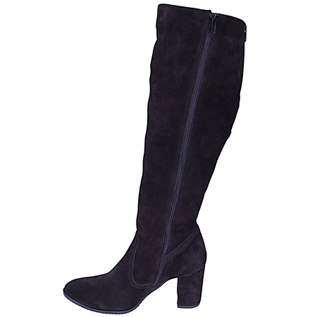 Kozaki damskie zamszowe na obcasie skóra naturalna Syrena SOP 715 czarne