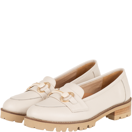 Mokasyny damskie Syrena SE P-299 beż groch, skóra naturalna