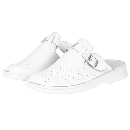 Komfortowe klapki męskie skórzane Syrena SH 011 białe