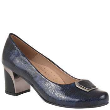 Czółenka na słupku Syrena SE 7145 granat - skóra naturalna