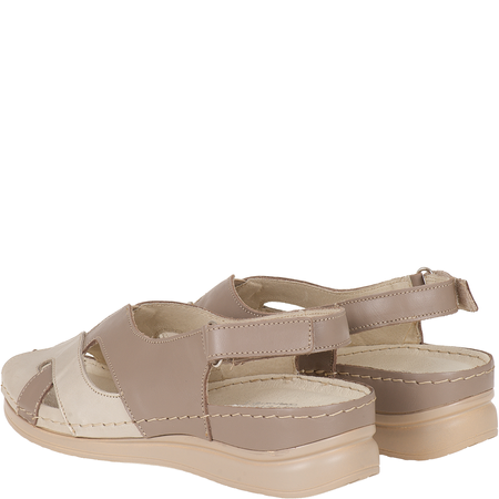 Beżowo-złote sandały skórzane z rzepem - Syrena SH 144