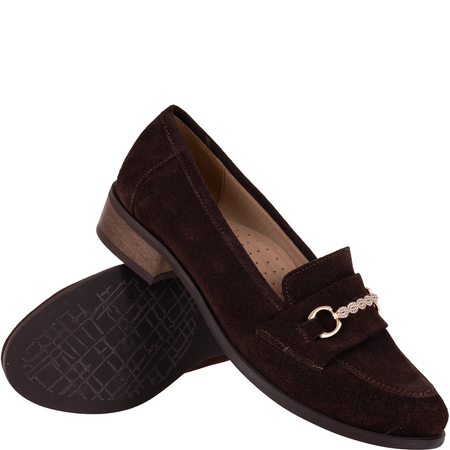 Mokasyny damskie Syrena SE P-287 czekolada skóra zamszowa