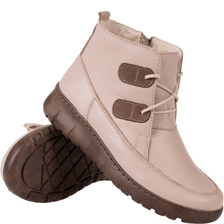 Botki damskie skórzane w kolorze jasnego beżu Syrena SH 795