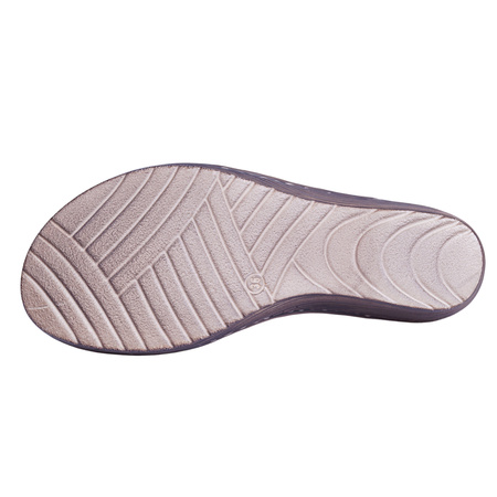 Skórzane klapki damskie na koturnie Syrena SH 624 beżowe