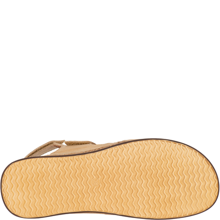 Sandały Syrena SST 995 beżowe - skórzane, na rzep, 4 cm koturna