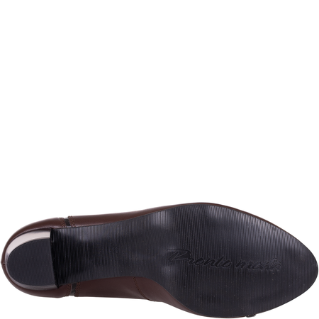 Czółenka damskie Syrena SWB 011 brązowe skórzane na klocku