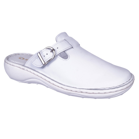 Białe klapki damskie zakryty palec skóra SYRENA  SST 22655 