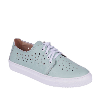 Półbuty ażurowe damskie skóra naturalna Syrena SE 0502 zielony groch