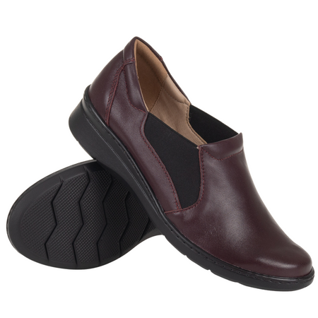 Komfortowe bordowe półbuty damskie skórzane Syrena SE 0567