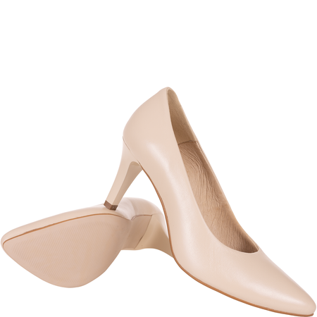 Czółenka na obcasie beżowe skórzane marki Syrena SWB 180