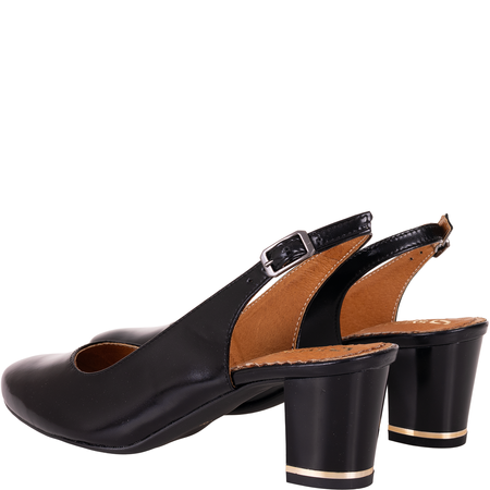 Czółenka damskie skórzane Wielbut 520 czarne na słupku