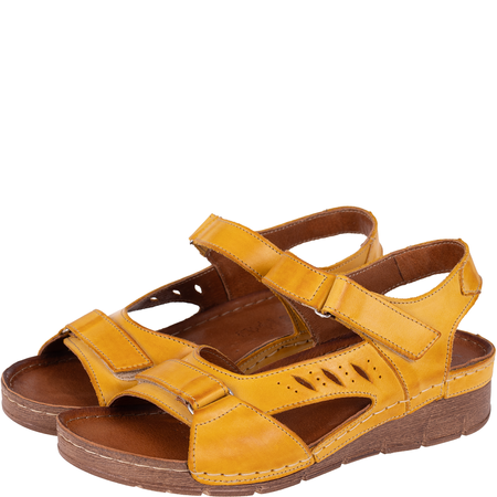 Sandały damskie skórzane marki Syrena SST 907 żółte