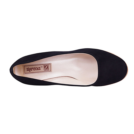 Czółenka damskie zamszowe na koturnie marki Syrena SDA 204 czarne