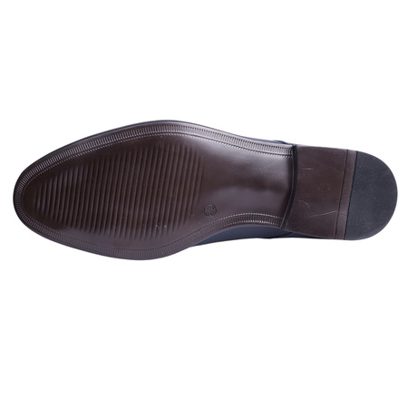 Półbuty męskie pantofle wizytowe skórzane marki Syrena SE 934 granatowe