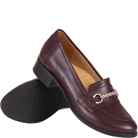 Mokasyny damskie Syrena SE P-287 bordowe skóra licowa