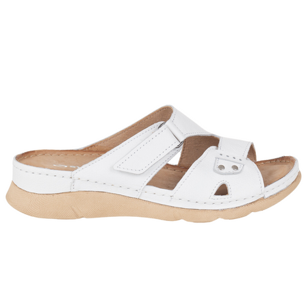 Klapki damskie Syrena SOT 423 - skóra naturalna w kolorze białym.