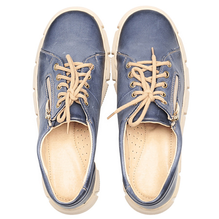 Półbuty damskie skórzane marki Syrena SST 1770 niebieskie