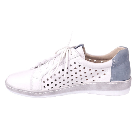 Półbuty damskie wiązane WASAK SW 0688 biały+jeans