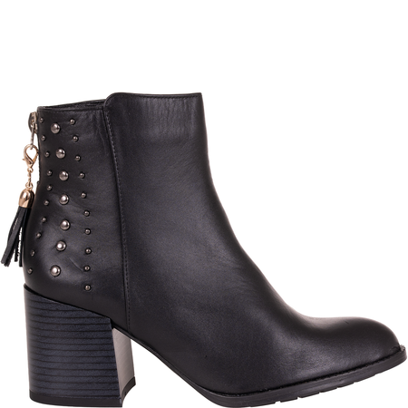 Modne botki damskie Syrena SLA 1111/1 czarne - skóra licowa