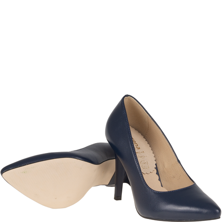 Czółenka, szpilki skórzane damskie Syrena SWB 012 granat