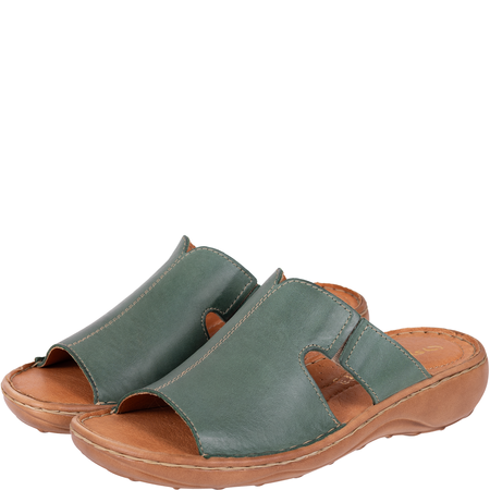 Skórzane klapki damskie marki Syrena SST 663 zielone