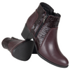 Komfortowe botki damskie Syrena SE 404 - bordowe, skóra