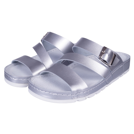 Srebrne klapki damskie skóra naturalna SYRENA SH 22293