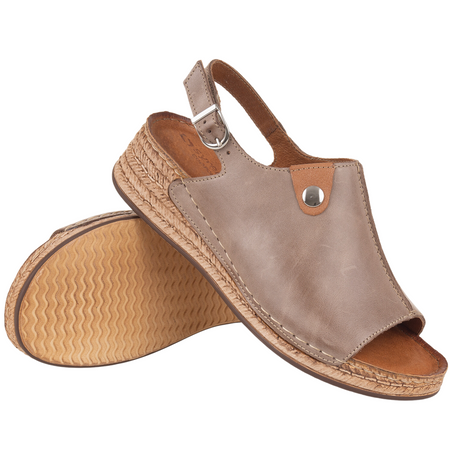 Skórzane sandały damskie marki Syrena SST 987 cappuccino