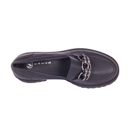 Półbuty damskie na grubej podeszwie - skóra ekologiczna Excel 472/067 czarne