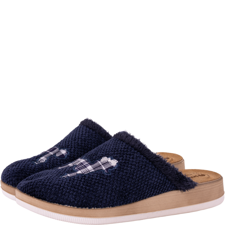 Kapcie damskie Inlu CT000042 granatowe - skórzana wkładka