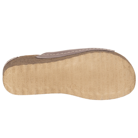 Klapki damskie na koturnie Syrena SOT 394 cappucinno - skóra naturalna