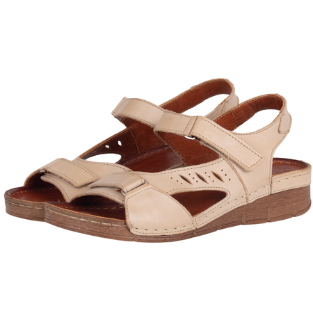 Sandały skórzane damskie Syrena SST 907 beżowe