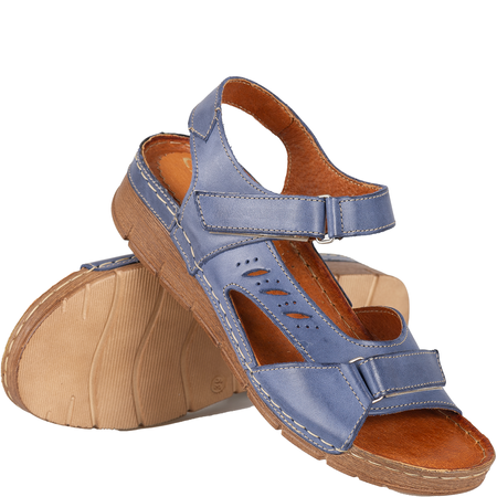 Sandały skórzane damskie Syrena SST 907 niebieskie