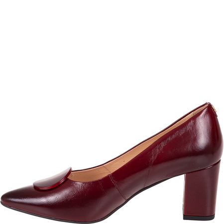 Czółenka Syrena SPU 1518 wiśnia z ozdobą, obcas 7 cm