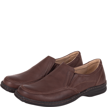 Wygodne półbuty męskie wsuwane - Syrena SH 871, brązowe
