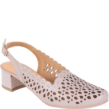 Ażurowe sandały skórzane Syrena SGO 1857 beż, obcas 4 cm