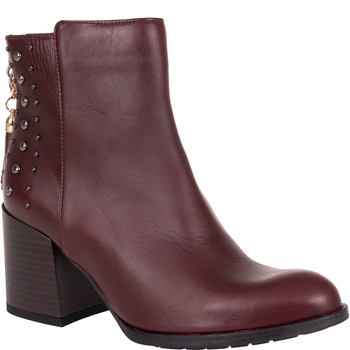 Modne botki damskie Syrena SLA 1111/66 bordowe - skóra licowa